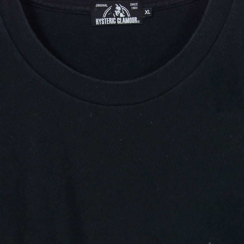 HYSTERIC GLAMOUR ヒステリックグラマー 02192CT12 HYS SOUNDS SCRATCH Tシャツ ヒスガール ワンポイント バックプリント 半袖 カットソー ブラック系 XL【中古】