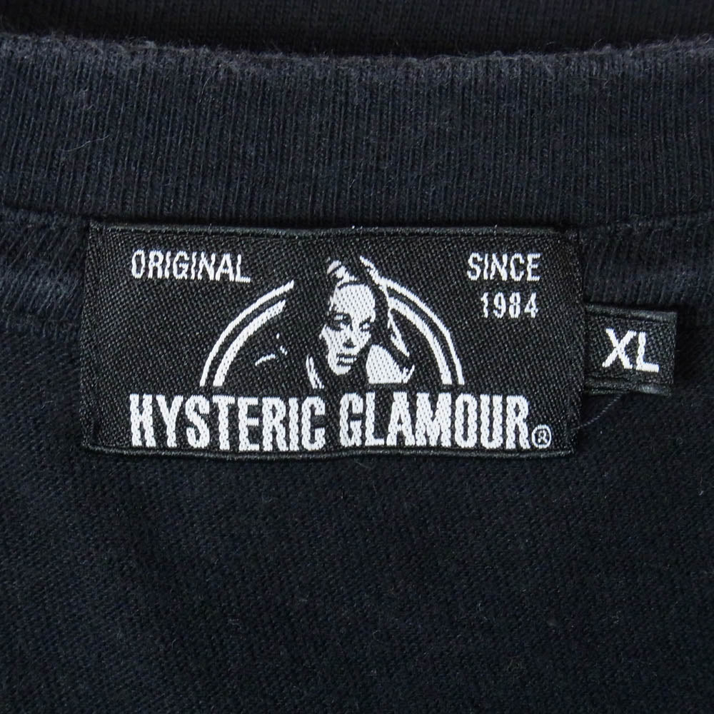 HYSTERIC GLAMOUR ヒステリックグラマー 02192CT12 HYS SOUNDS SCRATCH Tシャツ ヒスガール ワンポイント バックプリント 半袖 カットソー ブラック系 XL【中古】