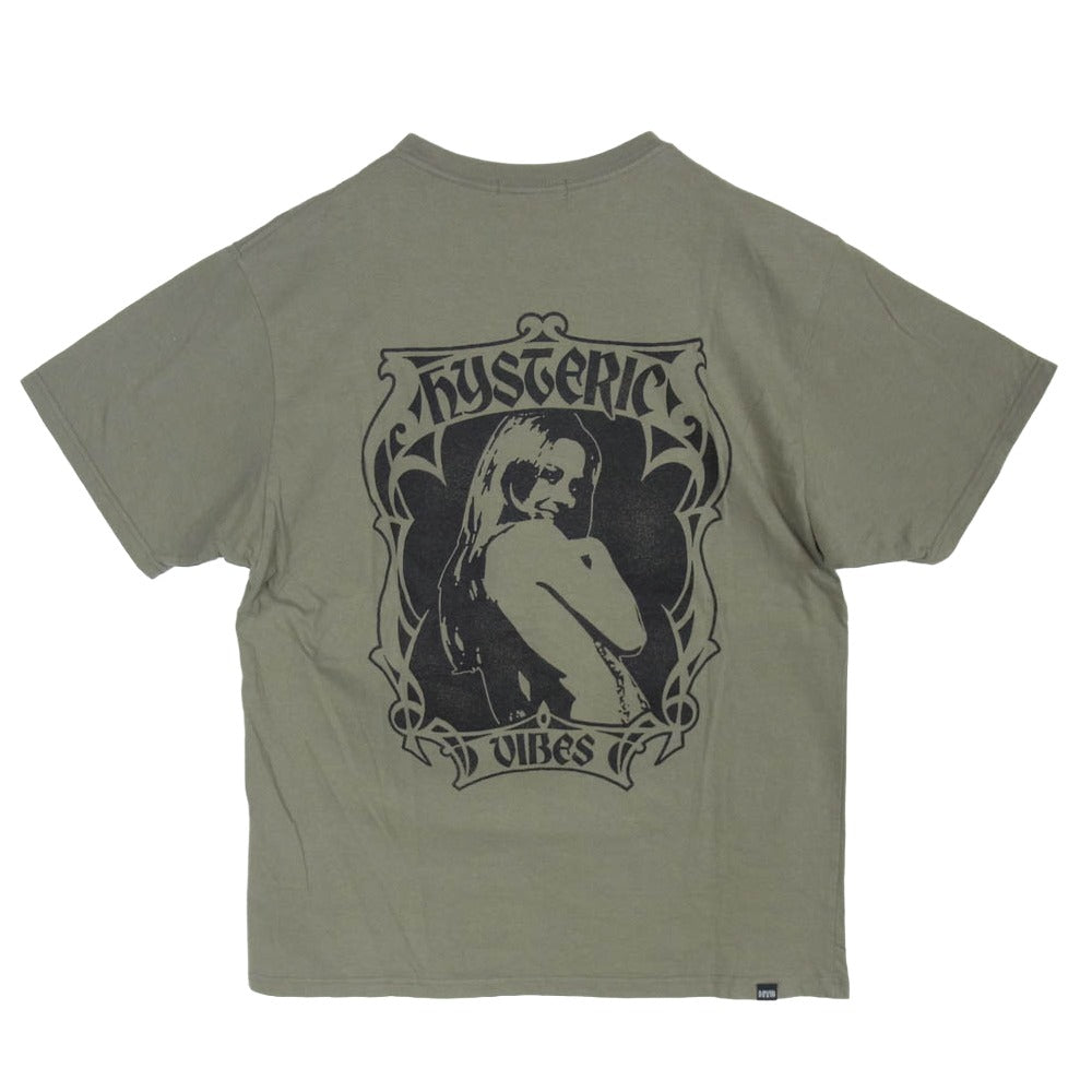 HYSTERIC GLAMOUR ヒステリックグラマー 02241CT61 HYSTERIC VIBES Tシャツ ヒスガール プリント 半袖 カットソー カーキ系 L【中古】