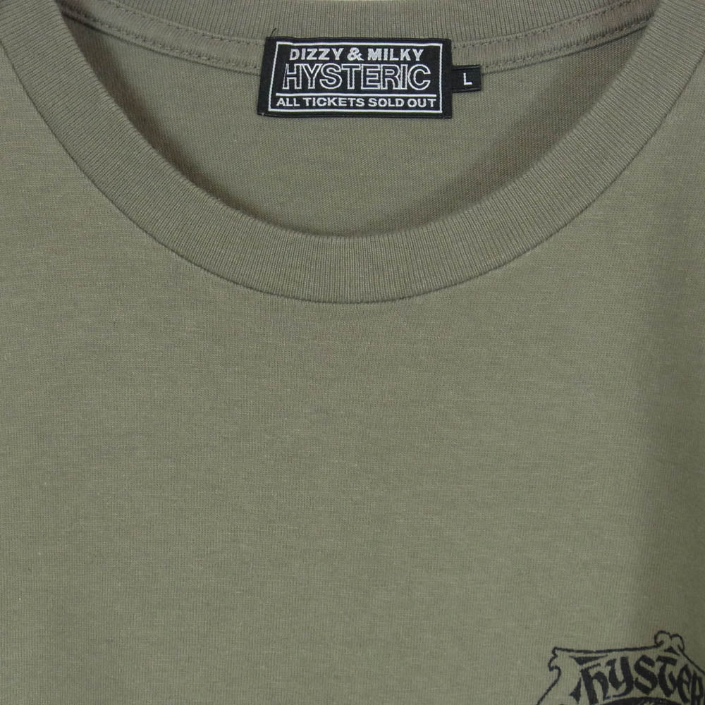 HYSTERIC GLAMOUR ヒステリックグラマー 02241CT61 HYSTERIC VIBES Tシャツ ヒスガール プリント 半袖 カットソー カーキ系 L【中古】