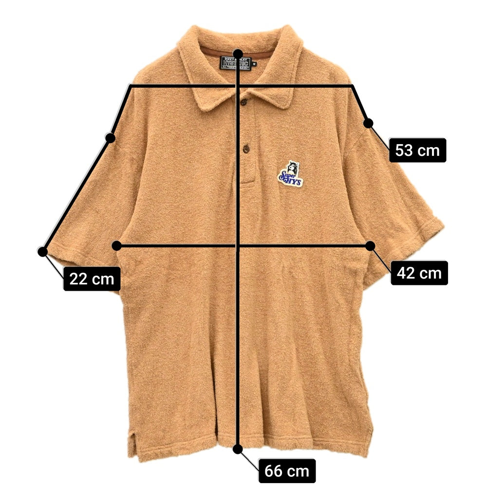 HYSTERIC GLAMOUR ヒステリックグラマー 02241CH02 SUPER HYSワッペン シャツ パイル地 半袖 ポロシャツ ライトブラウン系 M【中古】