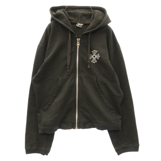 CHROME HEARTS クロムハーツ（原本無） CH PLUS ZIP Hoodie OLD CHプラスプリント バックフローラル ダガー ジップアップ フーディ パーカー ブラック系 XS【中古】