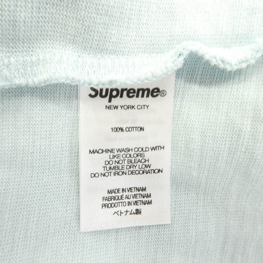 Supreme シュプリーム S/S Pocket Tee ロゴ刺繍 ポケット 半袖 Tシャツ カットソー ライトブルー系 L【中古】