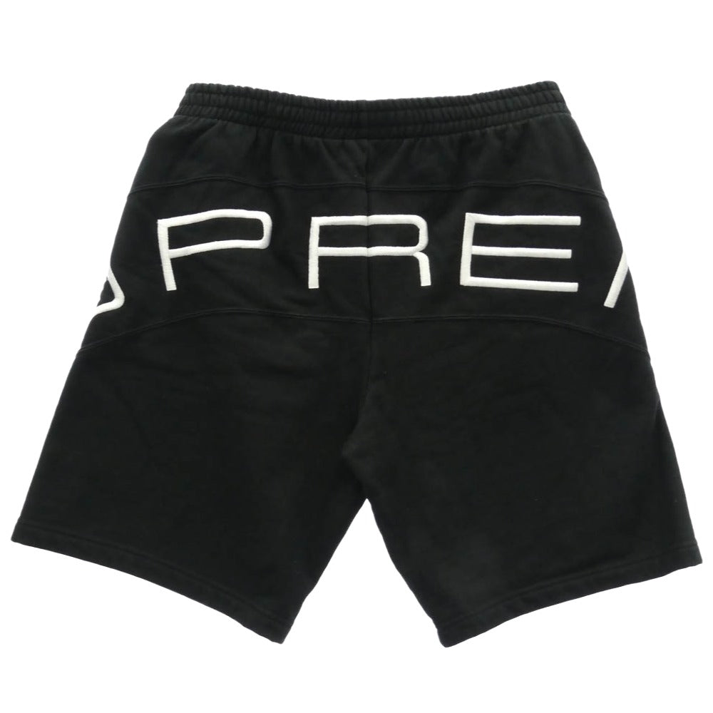 Supreme シュプリーム 22SS Stretch Sweatshort ストレッチ スウェット ショーツ パンツ ビッグロゴ 刺繍 ブラック系 L【中古】