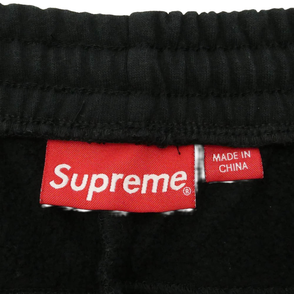 Supreme シュプリーム 22SS Stretch Sweatshort ストレッチ スウェット ショーツ パンツ ビッグロゴ 刺繍 ブラック系 L【中古】