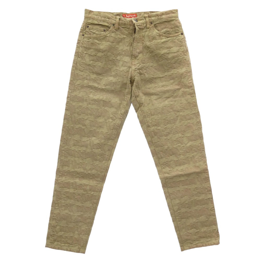 Supreme シュプリーム 22SS Fat Tip Jacquard Regular Jean ファット チップ ジャガード レギュラー ジーン デニムパンツ 32 ベージュ系 32【中古】