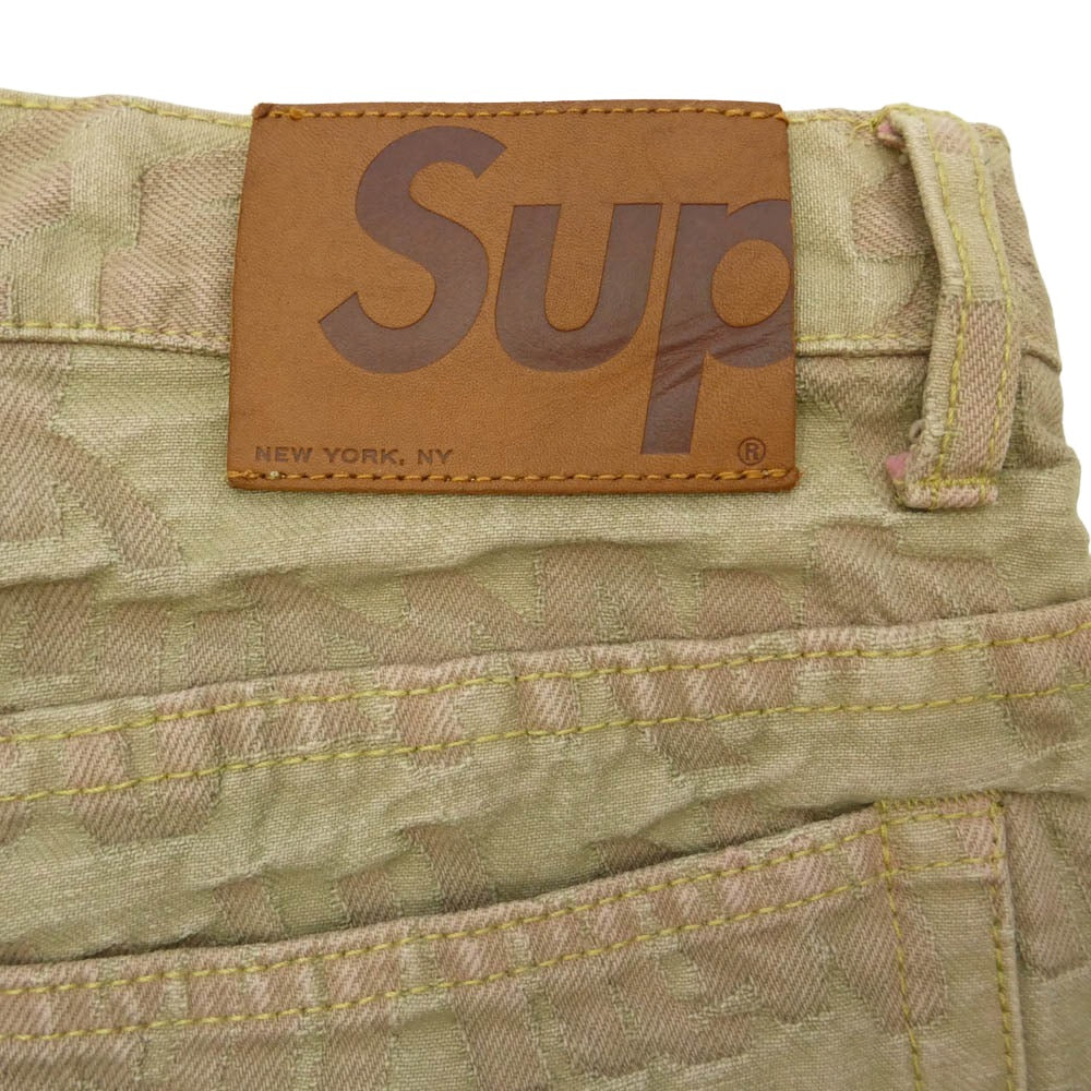 Supreme シュプリーム 22SS Fat Tip Jacquard Regular Jean ファット チップ ジャガード レギュラー ジーン デニムパンツ 32 ベージュ系 32【中古】