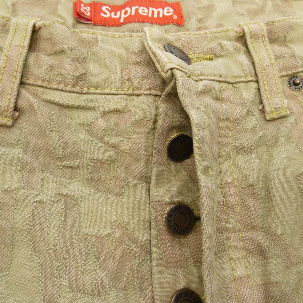Supreme シュプリーム 22SS Fat Tip Jacquard Regular Jean ファット チップ ジャガード レギュラー ジーン デニムパンツ 32 ベージュ系 32【中古】
