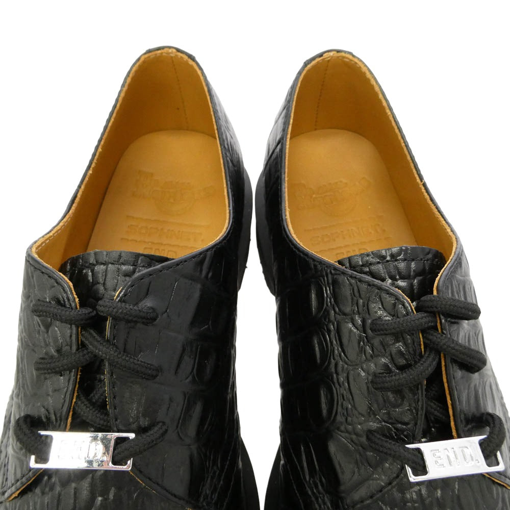 SOPHNET. ソフネット Dr.Martens ドクターマーチン 21SS 27004001 × END. × Dr.Martens 1461 3EYE SHOES CROC END ドクターマーチン エンド クロコ 型押し 3ホール レザー シューズ ブラック系 US10【新古品】【未使用】【中古】