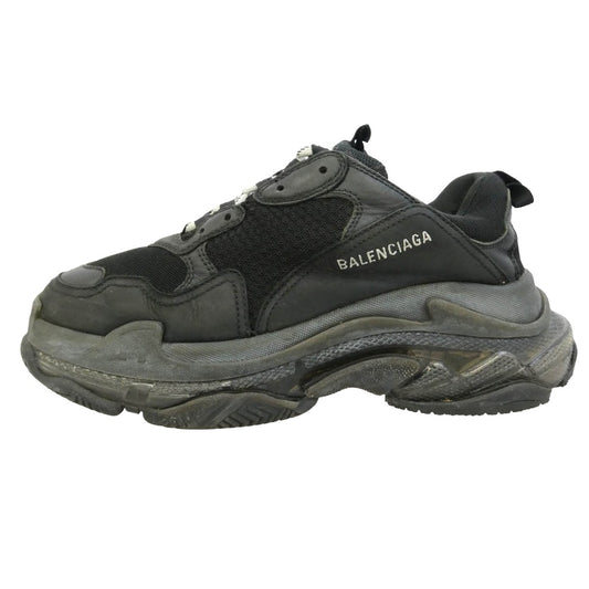BALENCIAGA バレンシアガ 541624 【フェイクバスターズ鑑定済】Triple S トリプル エス チャンキー ダッド ローカット スニーカー ブラック ブラック系 28.5cm【中古】