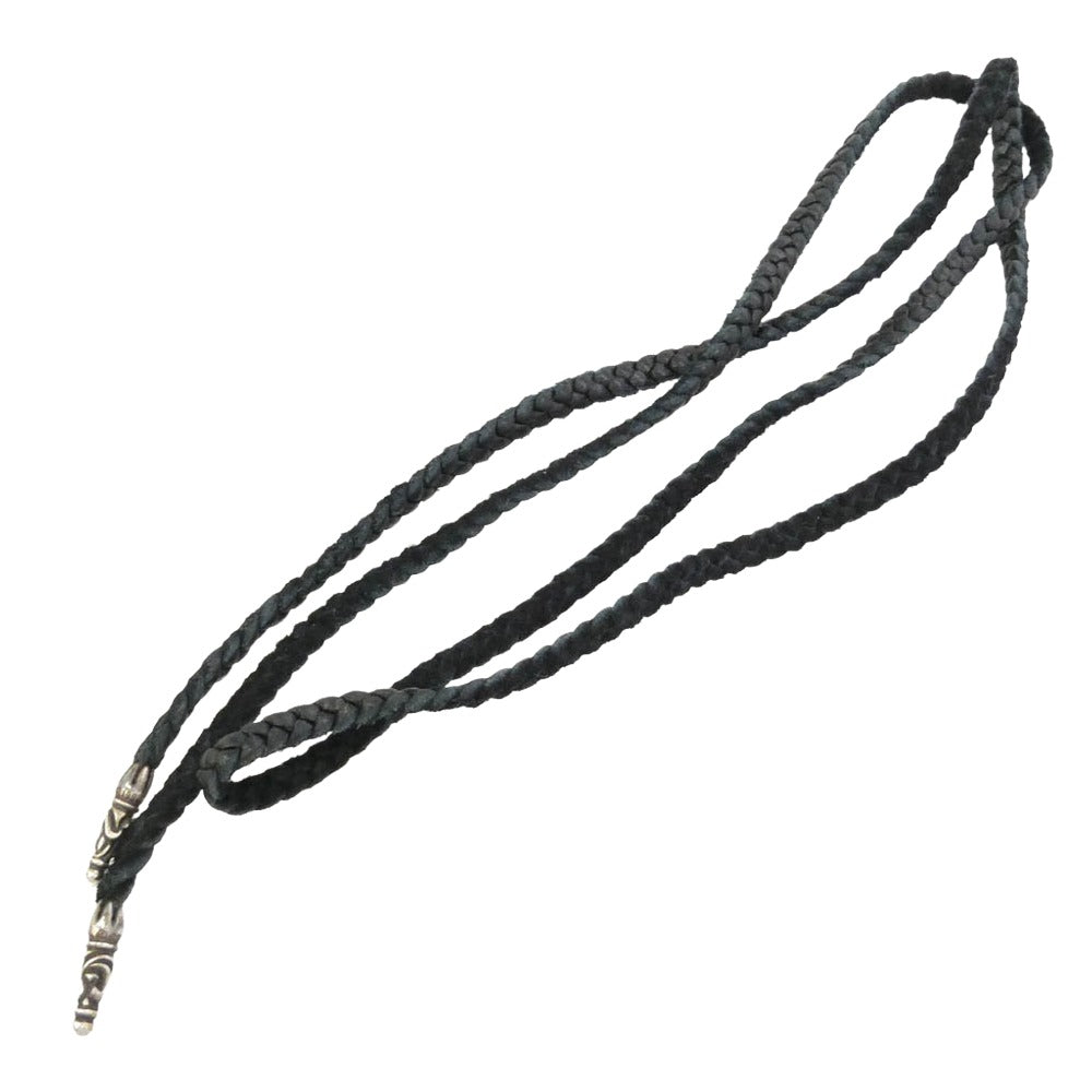 CHROME HEARTS クロムハーツ（原本無） LEATHER BRAID スクロール レザーブレード ネックレス ブラック系 シルバー系【中古】