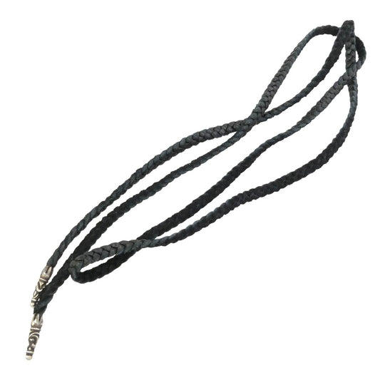 CHROME HEARTS クロムハーツ（原本無） LEATHER BRAID スクロール レザーブレード ネックレス ブラック系 シルバー系【中古】