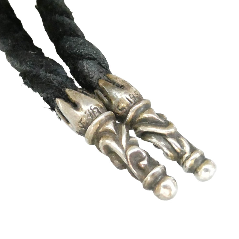 CHROME HEARTS クロムハーツ（原本無） LEATHER BRAID スクロール レザーブレード ネックレス ブラック系 シルバー系【中古】