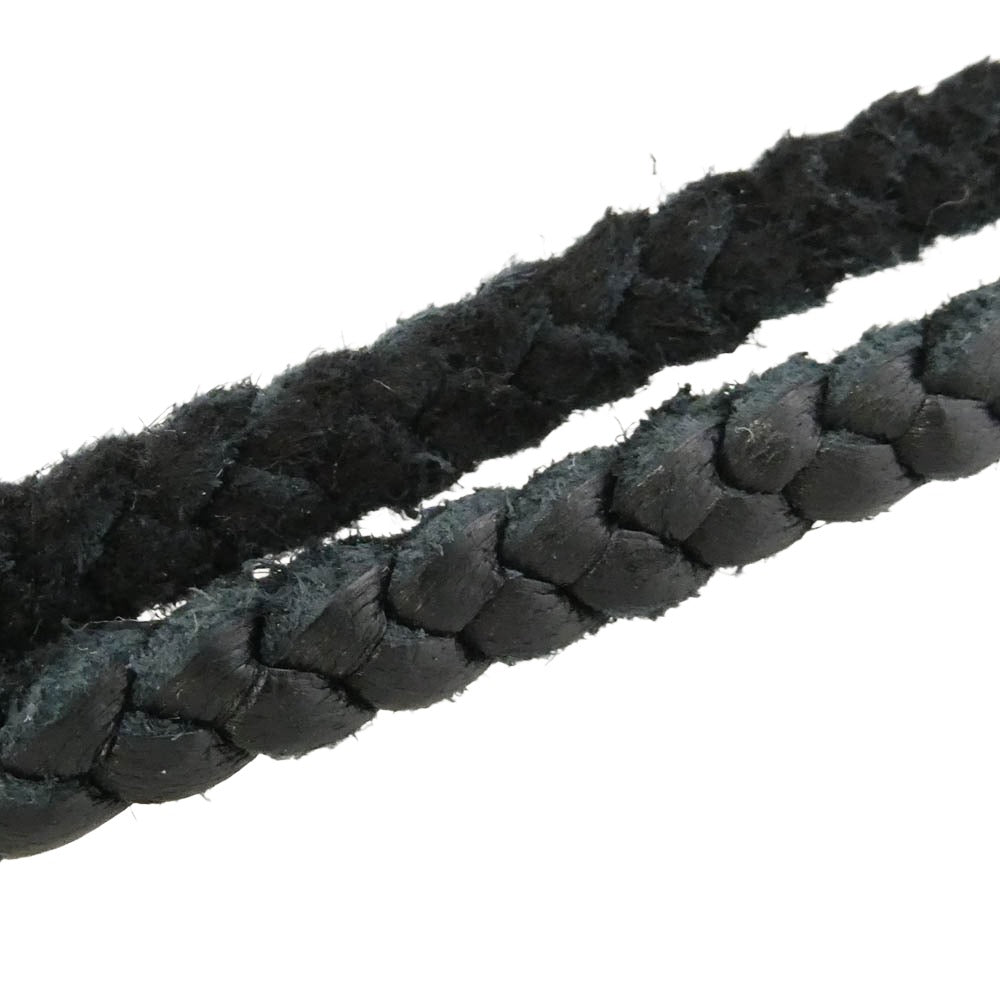 CHROME HEARTS クロムハーツ（原本無） LEATHER BRAID スクロール レザーブレード ネックレス ブラック系 シルバー系【中古】