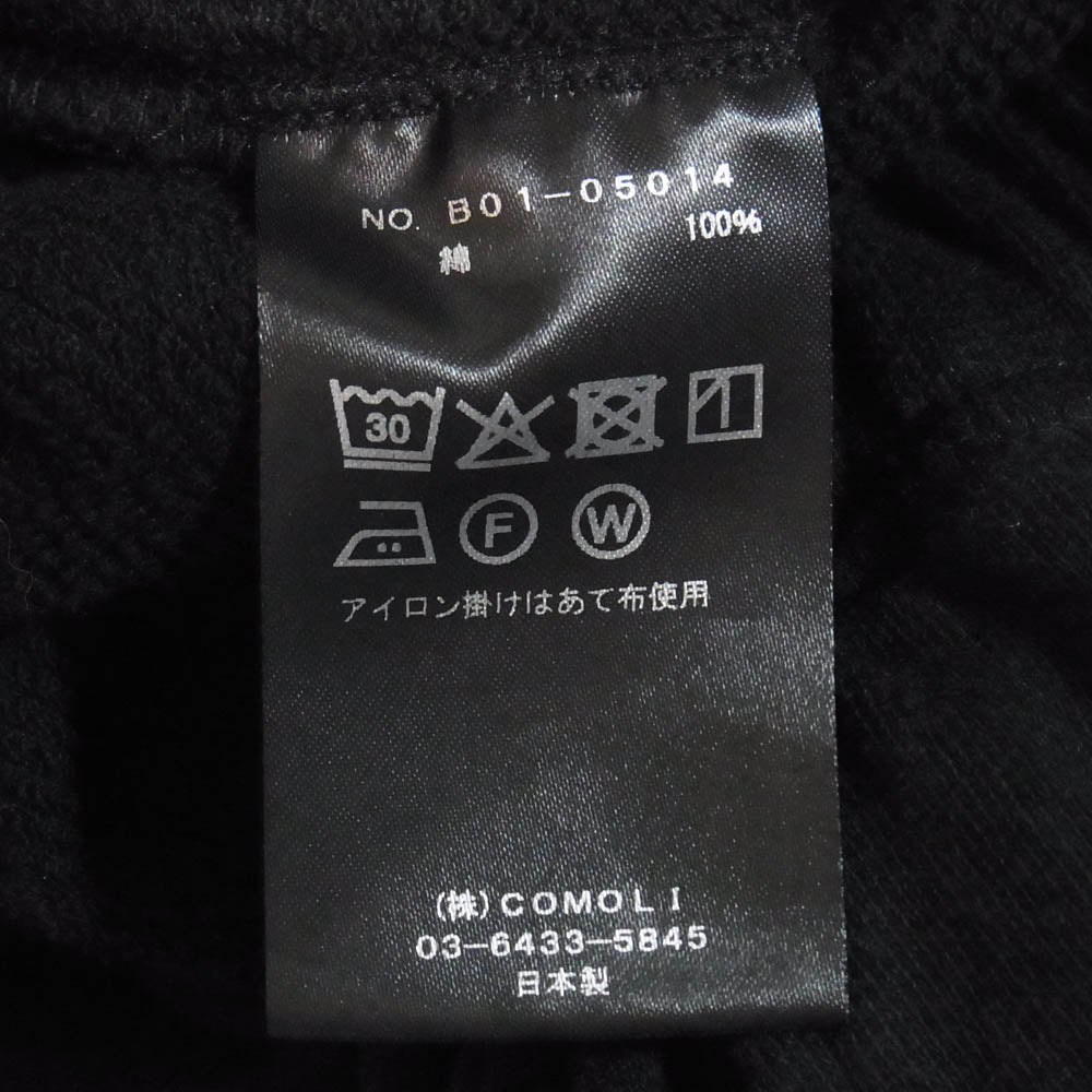 COMOLI コモリ 25SS B01-05014 LWコットン 裏毛 スウェット パンツ ブラック系 1【中古】