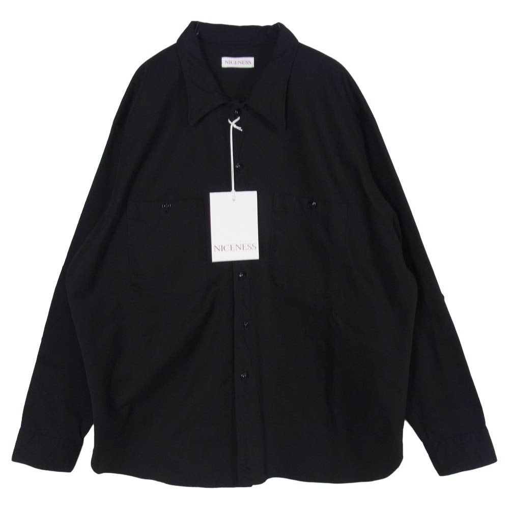 ナイスネス 22AW NN-1901Y15 SHELLEY チノオフィサー シャツ ブラック系 M【中古】