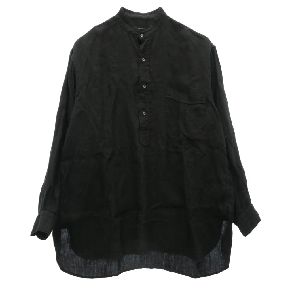 COMOLI コモリ 24SS Z01-02019 リネンW クロス プルオーバー シャツ ブラック系 3【中古】