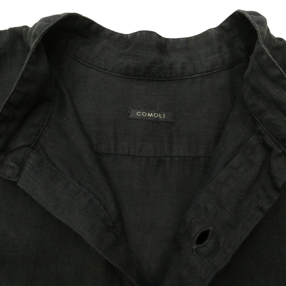 COMOLI コモリ 24SS Z01-02019 リネンW クロス プルオーバー シャツ ブラック系 3【中古】