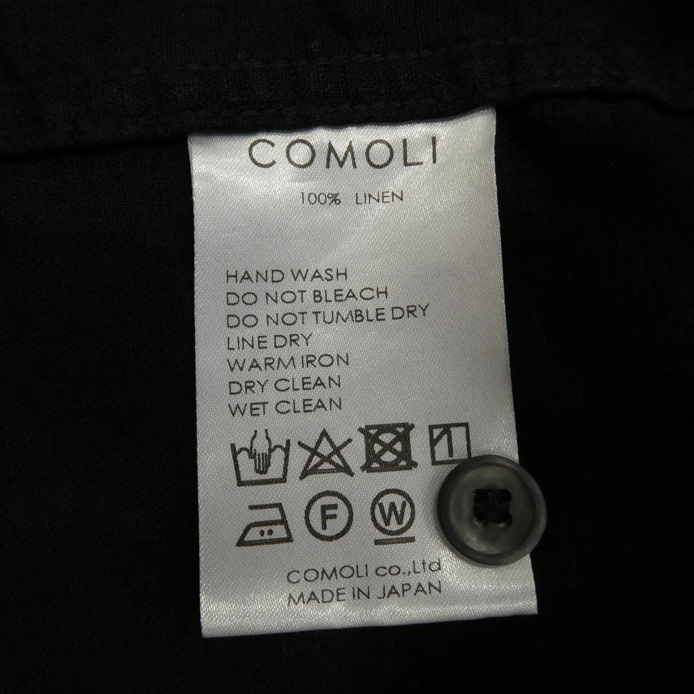 COMOLI コモリ 24SS Z01-02019 リネンW クロス プルオーバー シャツ ブラック系 3【中古】