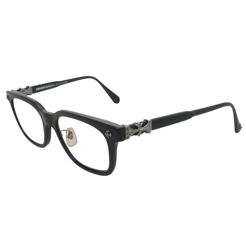 CHROME HEARTS クロムハーツ（原本無） COX UCKER マットブラックフレーム CHクロステンプル ウェリントン 眼鏡 メガネ 度入り フレーム：ブラック系　レンズ：ブラック 52□19-153【中古】