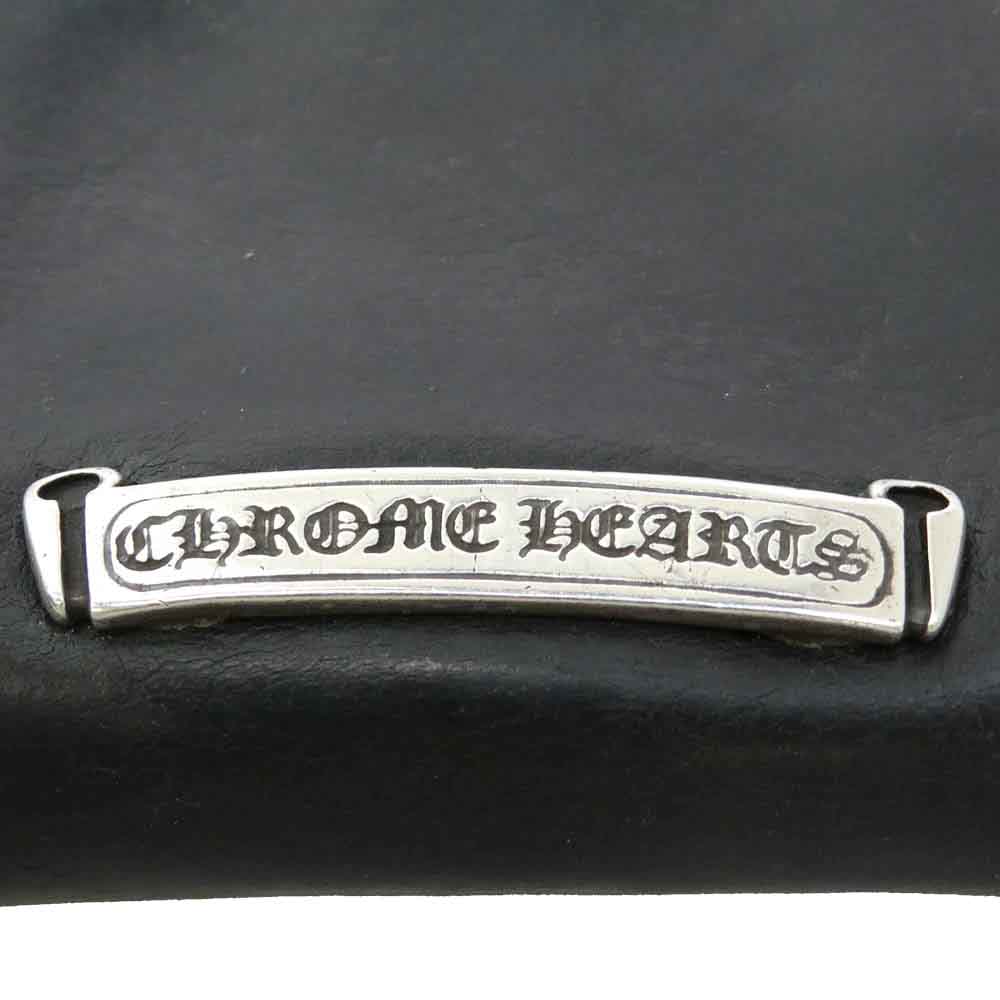 CHROME HEARTS クロムハーツ（原本無） SQ BTN BILL スクエア ボタン ビル フラップ ダガー クロスボタン レザー ウォレット 二つ折り財布 ブラック系【中古】