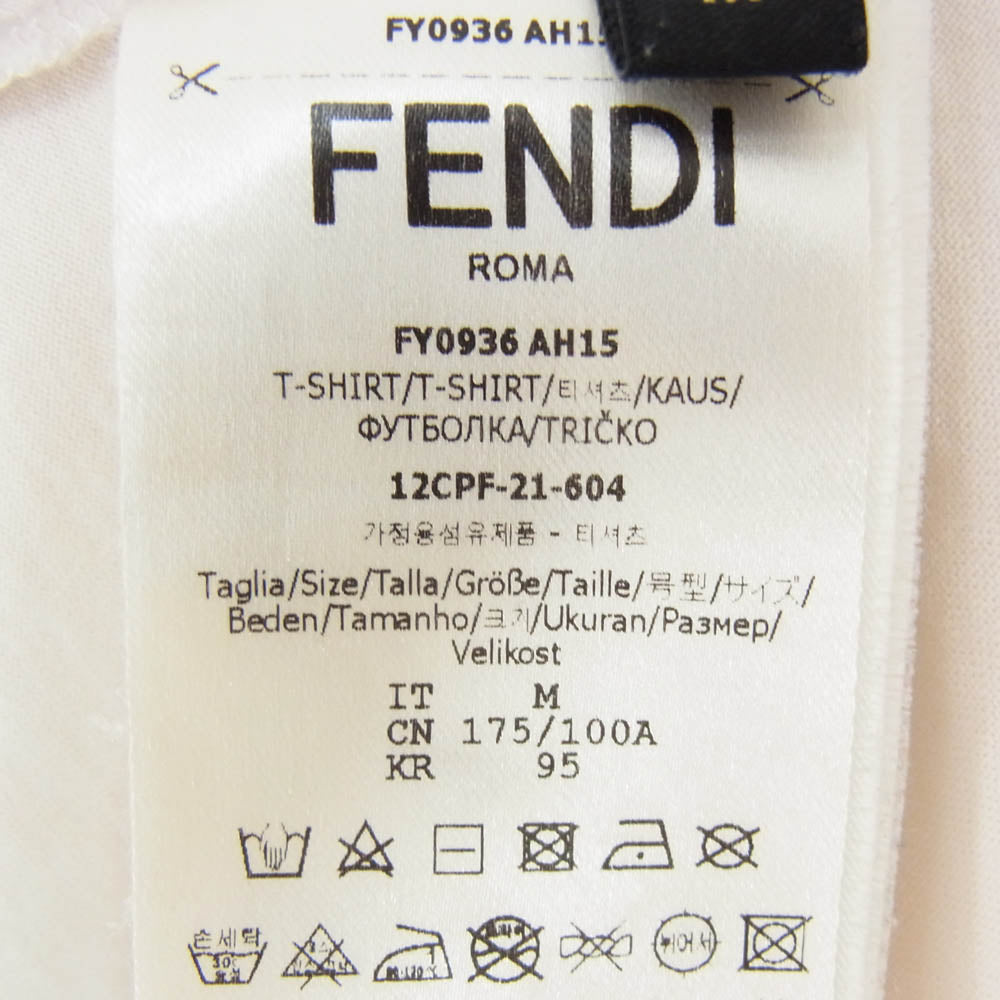 FENDI フェンディ 21SS 12CPF-21-604 エンブロイダリー 半袖 Tシャツ カットソー オフホワイト系 M【中古】