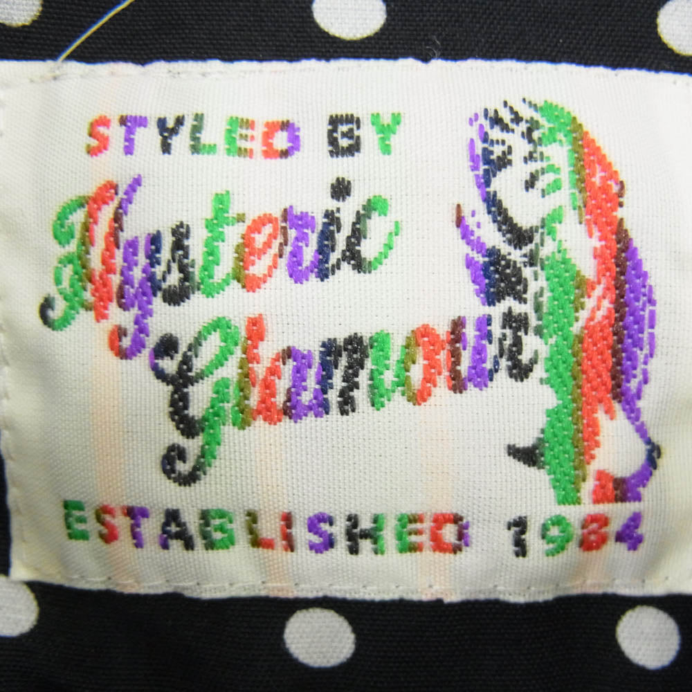 HYSTERIC GLAMOUR ヒステリックグラマー 02191AH02 ルードガール 刺繍 ドット柄 レーヨン オープンカラー 開襟 長袖 シャツ ブラック系 S【中古】