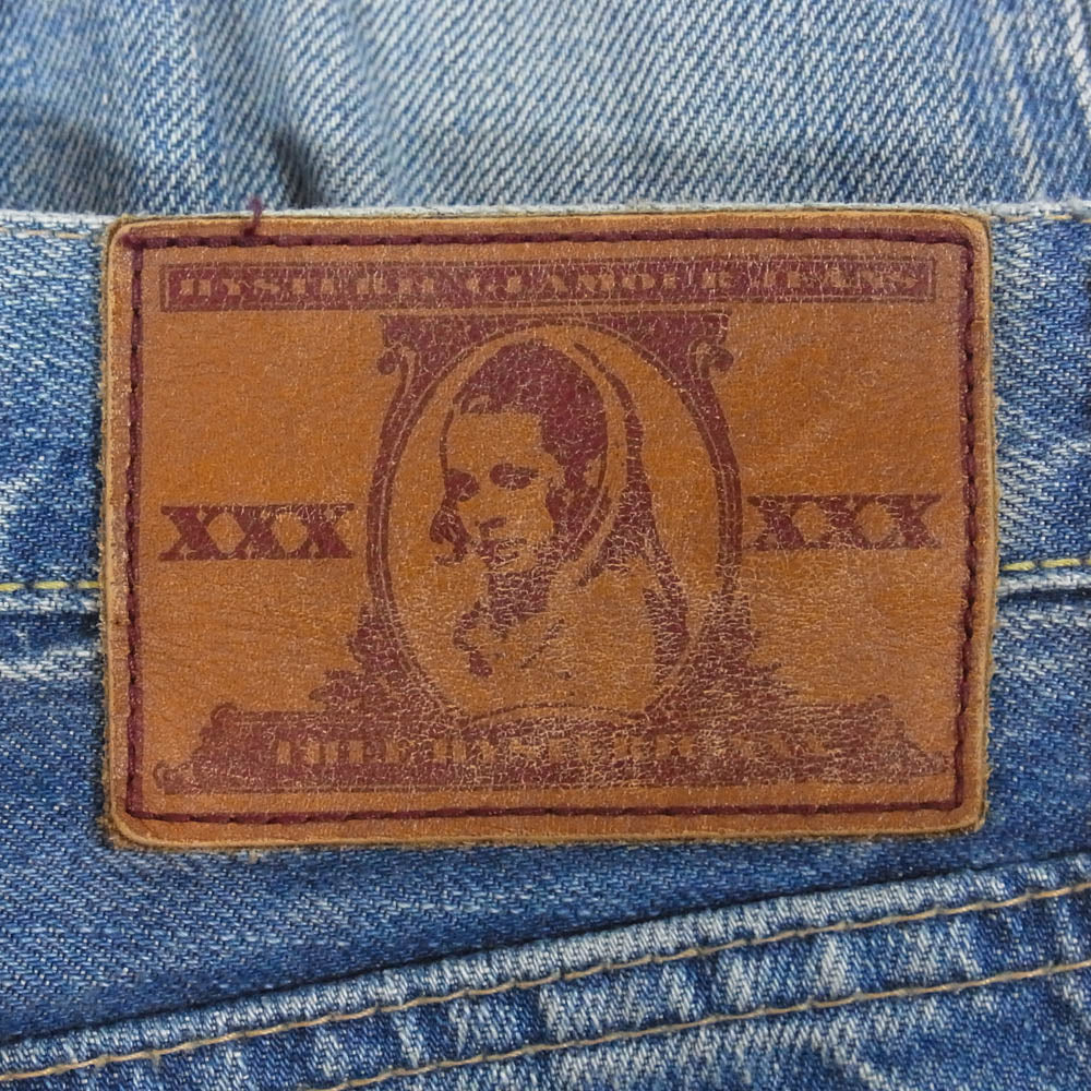 HYSTERIC GLAMOUR ヒステリックグラマー 5AP-0701 クラッシュ リペア加工 スタッズ デニム パンツ インディゴブルー系 28【中古】