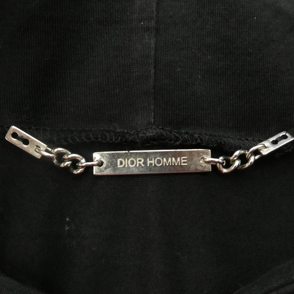 DIOR HOMME ディオールオム 04SS 4SH3058205 エディ期 Dロゴ プリント ライトウエイト コットン プルオーバー パーカー ブラック系 S【中古】