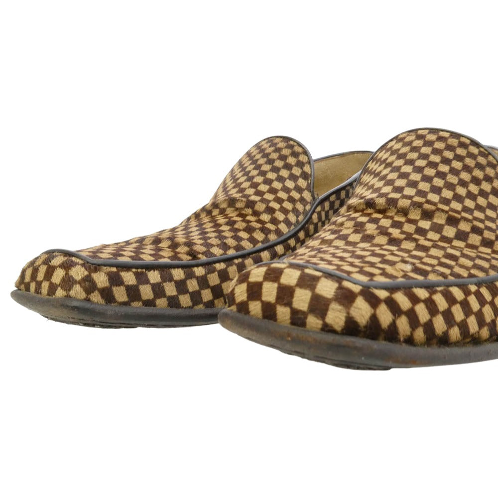 LOUIS VUITTON ルイ・ヴィトン BA0032 ダミエ ソバージュ ハラコ ローファー シューズ ブラウン系 6.5【中古】