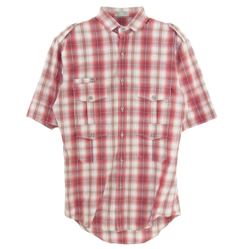 DIOR HOMME ディオールオム 06SS 6EH1054481 エディ期 チェックシャツ 半袖 シャツ レッド系 37【中古】
