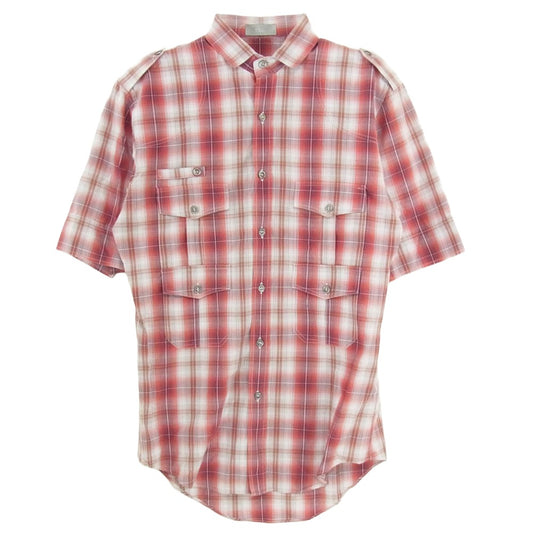 DIOR HOMME ディオールオム 06SS 6EH1054481 エディ期 チェックシャツ 半袖 シャツ レッド系 37【中古】