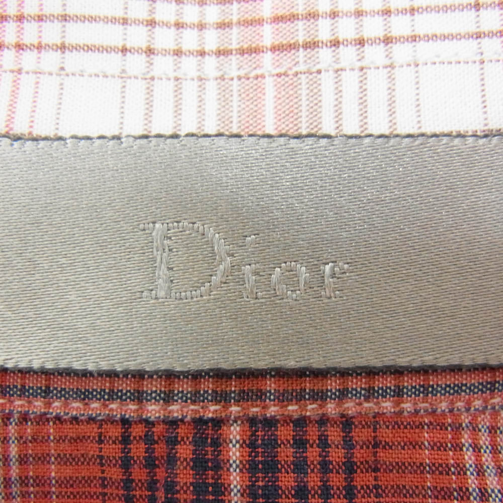 DIOR HOMME ディオールオム 06SS 6EH1054481 エディ期 チェックシャツ 半袖 シャツ レッド系 37【中古】