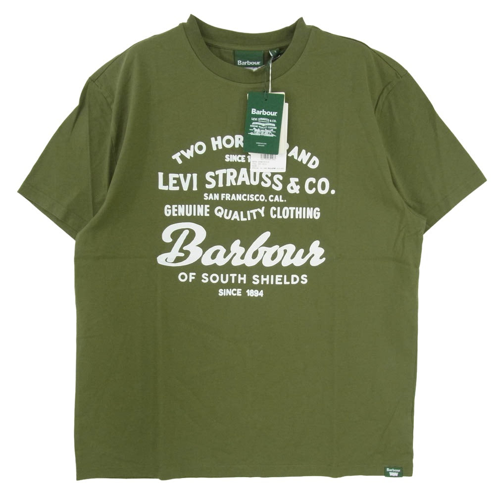 Barbour バブアー Levi's リーバイス 252MTS1513 × Levi's リーバイス グラフィック プリント 半袖 Tシャツ カーキ系 L【新古品】【未使用】【中古】