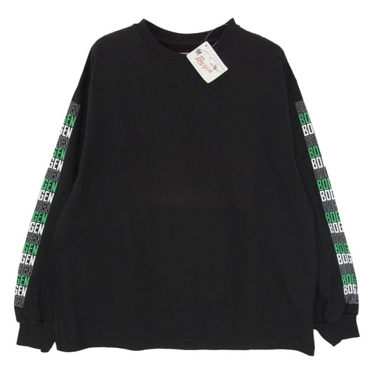ボーゲン BG-25-2 ロゴ プリント コットン 長袖 Tシャツ カットソー ブラック系 M【極上美品】【中古】