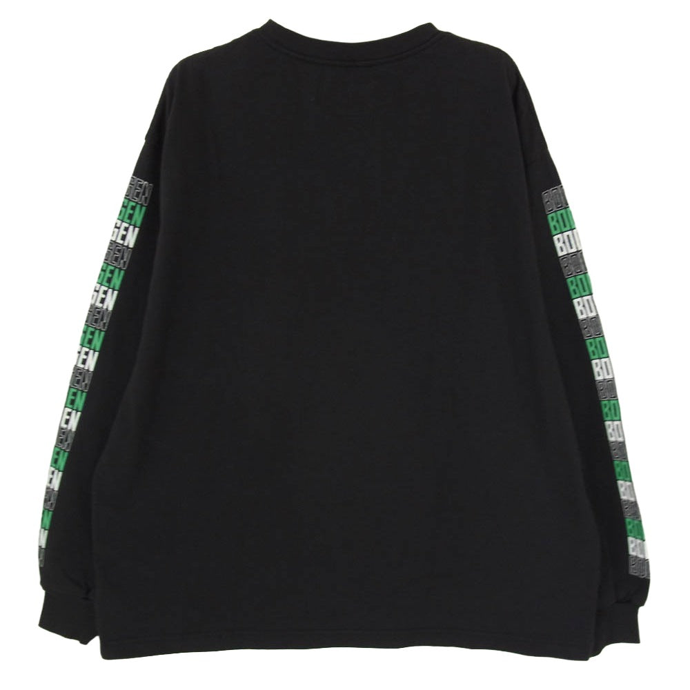 ボーゲン BG-25-2 ロゴ プリント コットン 長袖 Tシャツ カットソー ブラック系 M【極上美品】【中古】