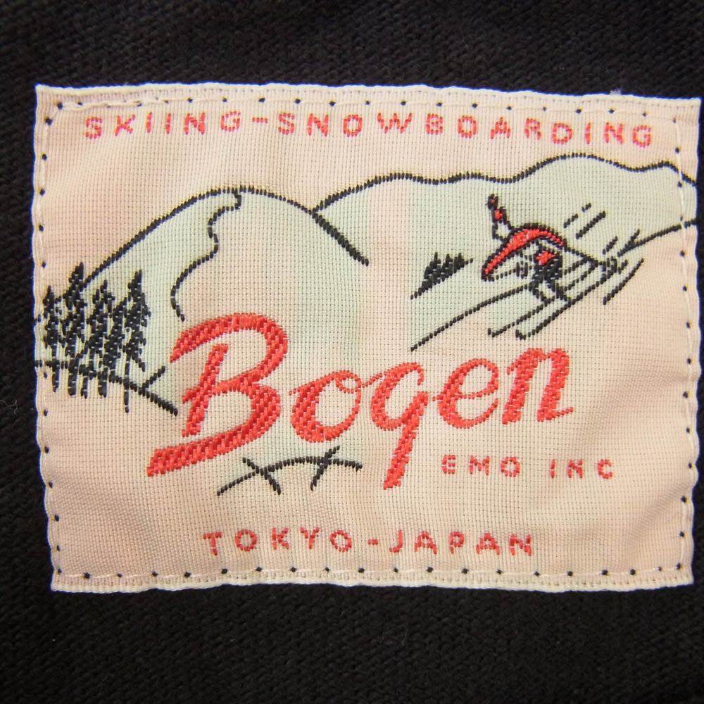 ボーゲン BG-25-2 ロゴ プリント コットン 長袖 Tシャツ カットソー ブラック系 M【極上美品】【中古】