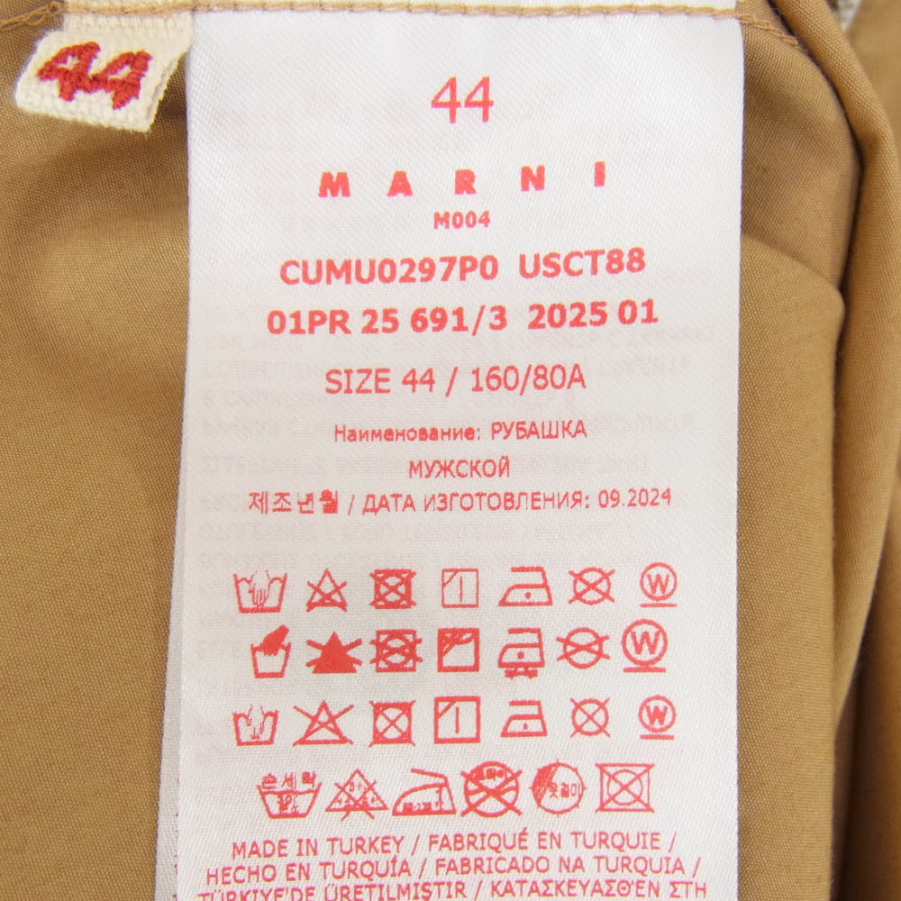 MARNI マルニ CUMU0297P0 USCT88 POPLIN ZIP SHIRT WITH HIDDEN LOGO ロゴ プリント ジップアップ 長袖 シャツ ブラウン系 44【中古】