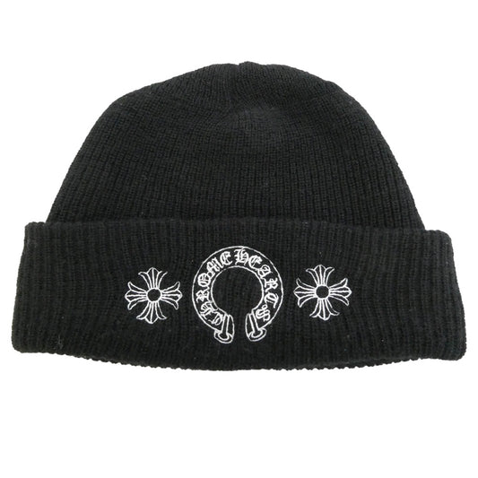 CHROME HEARTS クロムハーツ（原本無） WOOL WATCH CAP CHプラス ホースシュー ニットキャップ ビーニー 帽子 ブラック系 23cm【中古】