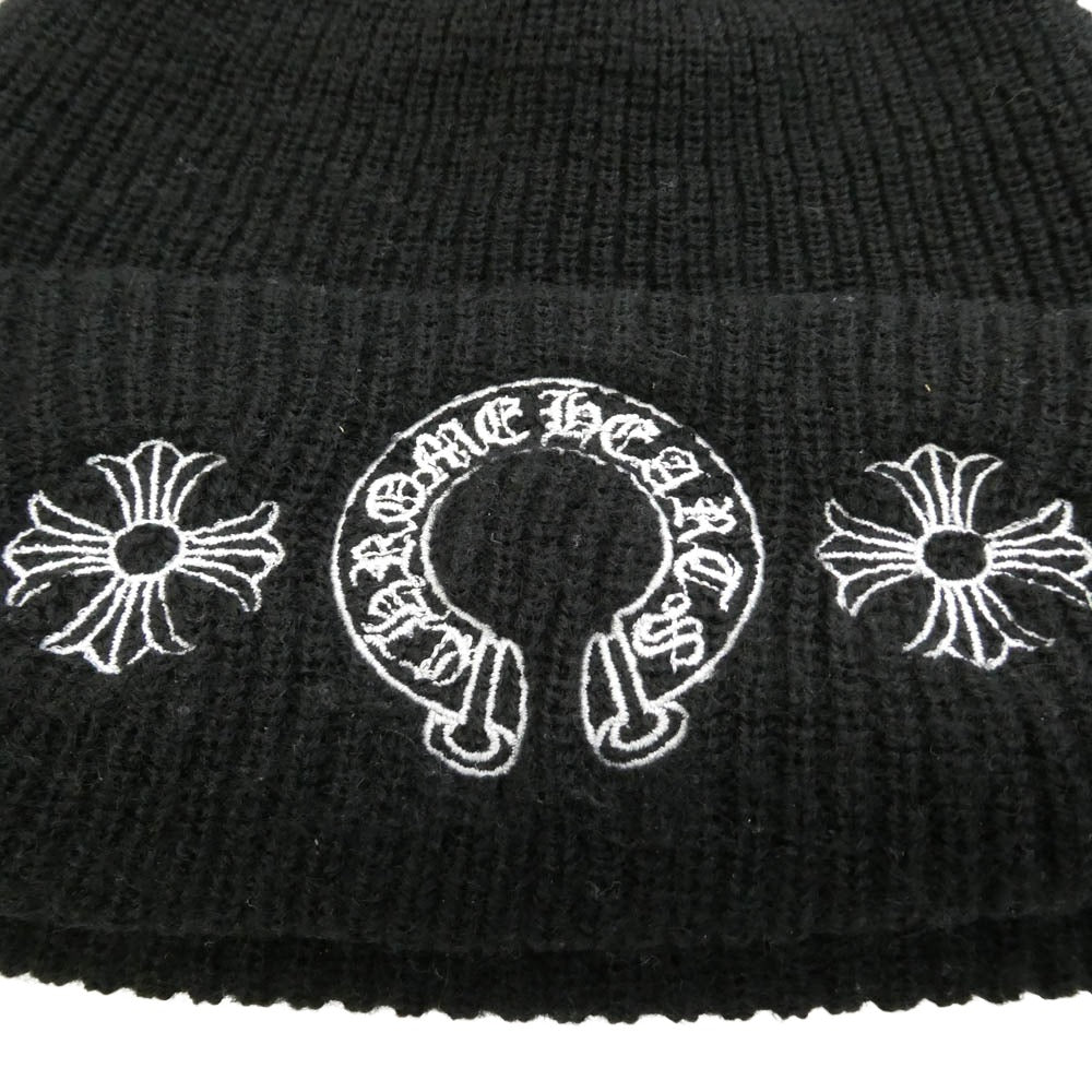 CHROME HEARTS クロムハーツ（原本無） WOOL WATCH CAP CHプラス ホースシュー ニットキャップ ビーニー 帽子 ブラック系 23cm【中古】