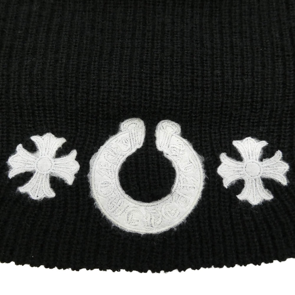 CHROME HEARTS クロムハーツ（原本無） WOOL WATCH CAP CHプラス ホースシュー ニットキャップ ビーニー 帽子 ブラック系 23cm【中古】