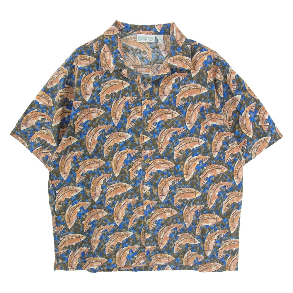 patagonia パタゴニア 92SS 53061 92年製 A/C SHIRT A/C 半袖 シャツ 魚柄 マルチカラー系 M【中古】
