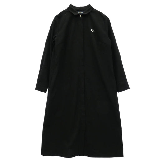 FRED PERRY フレッドペリー プリーツ 長袖 ロング シャツ ワンピース ブラック系 UK10【中古】