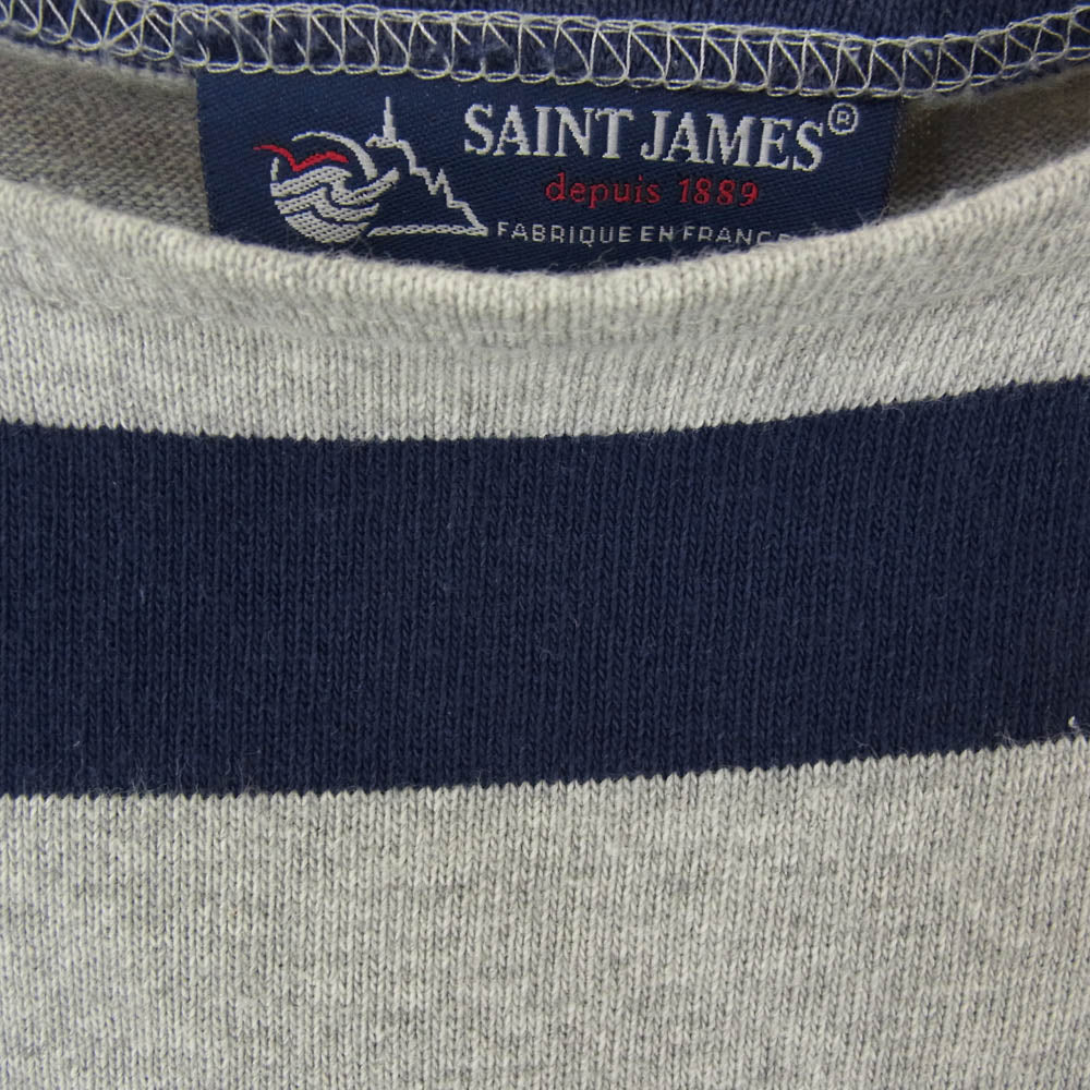 SAINT JAMES セントジェームス ボートネック ボーダー カットソー 半袖 ネイビー系 M【中古】