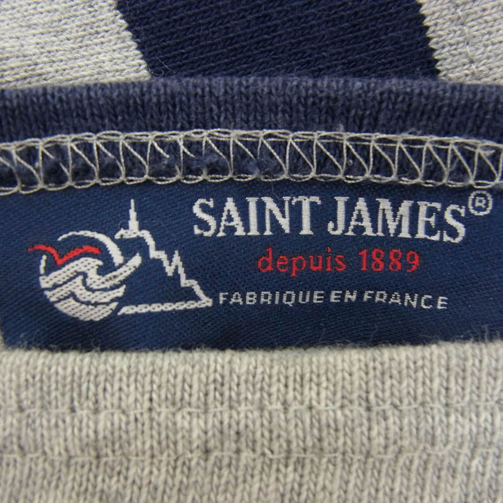 SAINT JAMES セントジェームス ボートネック ボーダー カットソー 半袖 ネイビー系 M【中古】