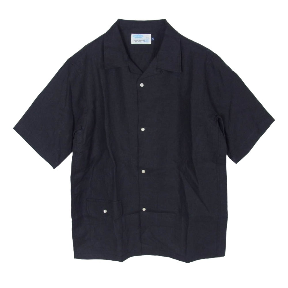 ワーカーズ Open Collar Shirt リネン オープンカラー 半袖 シャツ ブラック系 S【中古】