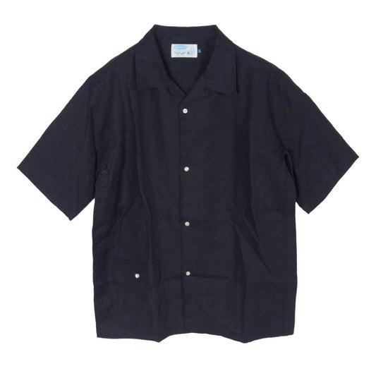 ワーカーズ Open Collar Shirt リネン オープンカラー 半袖 シャツ ブラック系 S【中古】