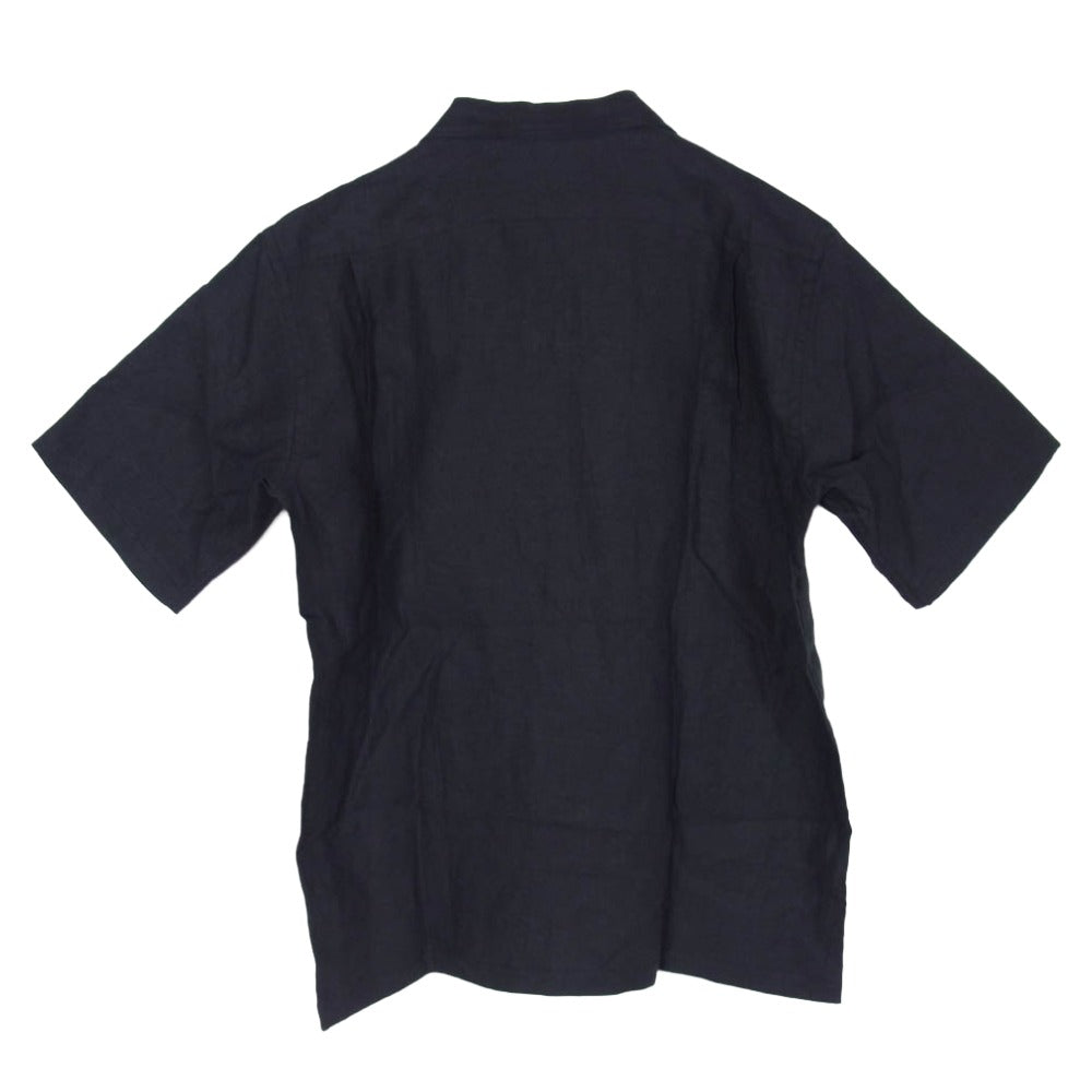 ワーカーズ Open Collar Shirt リネン オープンカラー 半袖 シャツ ブラック系 S【中古】