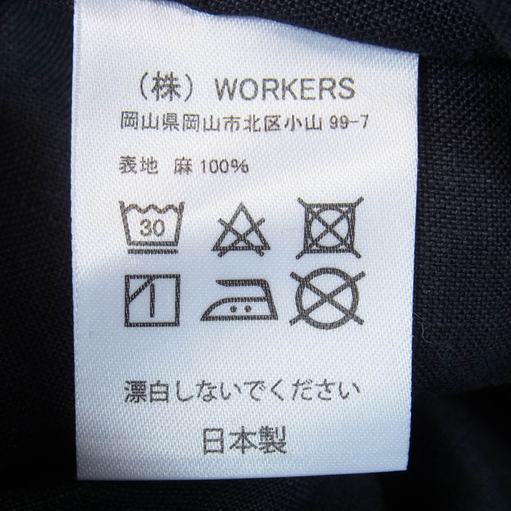 ワーカーズ Open Collar Shirt リネン オープンカラー 半袖 シャツ ブラック系 S【中古】
