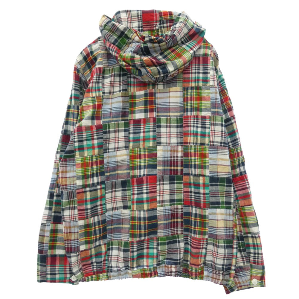 アルボーマレー MADRAS ZIP PARKA PATCHWORK マドラス ダブルジップ ロゴ パッチワーク ドローコード パーカー グリーン系 2【極上美品】【中古】